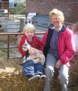 Gran and grandson at farm