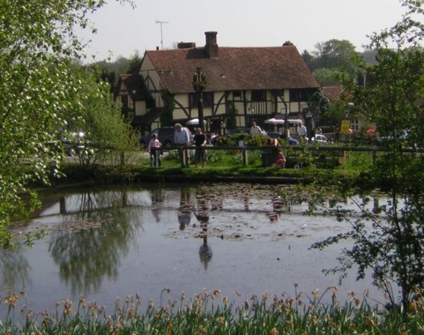 The Crown seen from behind the Village Pond