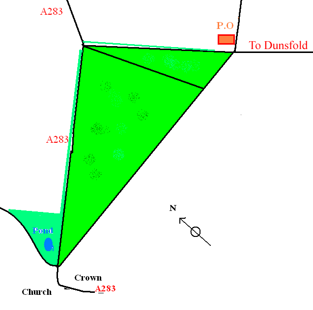 Map Village Green & position of Post Office