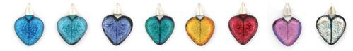 8 heart shaped glass pendants