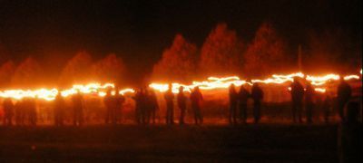 Tourchlight procession in the dark