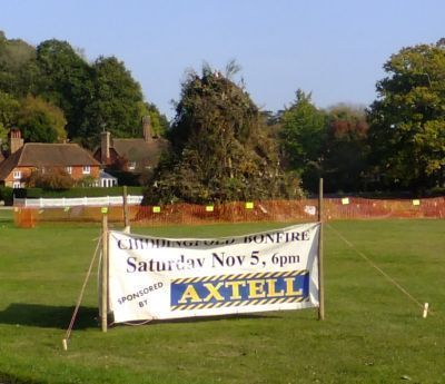 finished bonfire and advertizing sign