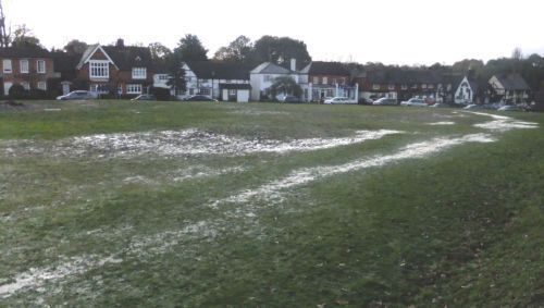 Village green with mud