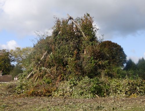 bonfire not finshed material around and fence