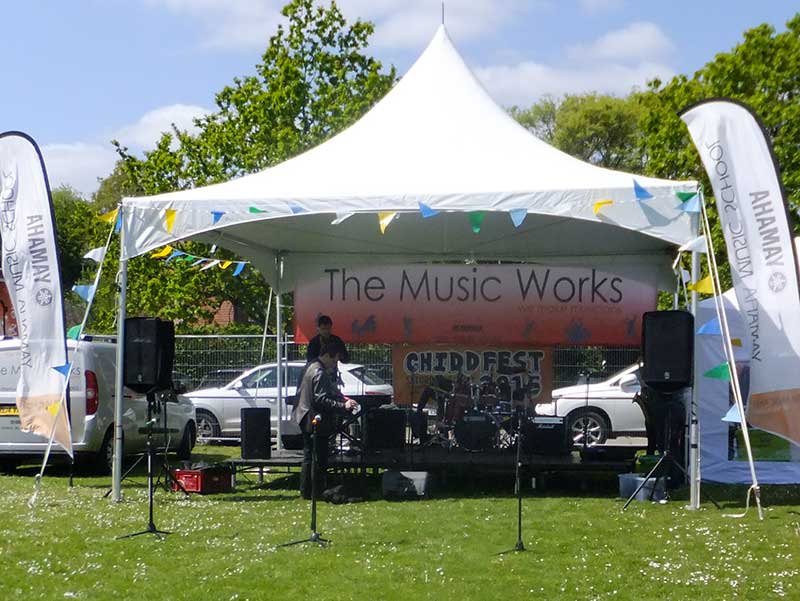 Stage in large Gazabo being set up