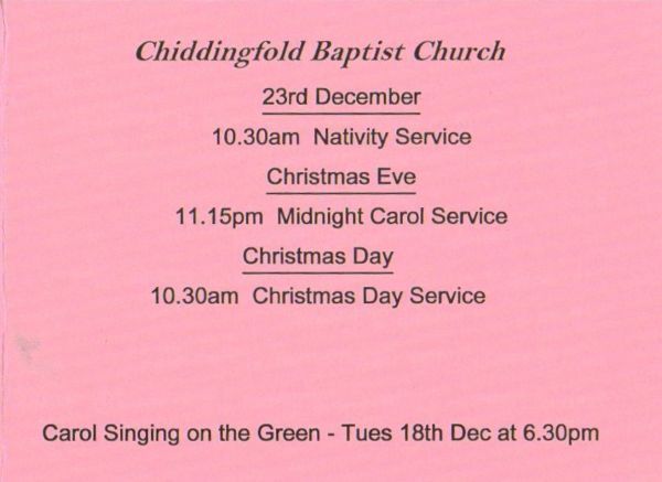 Chiddingfold Joint Churches Christmas Services Chiddingfold Baptist Church