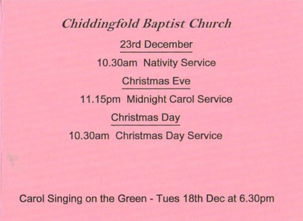 Chiddingfold Joint Churches Christmas Services Chiddingfold Baptist Church