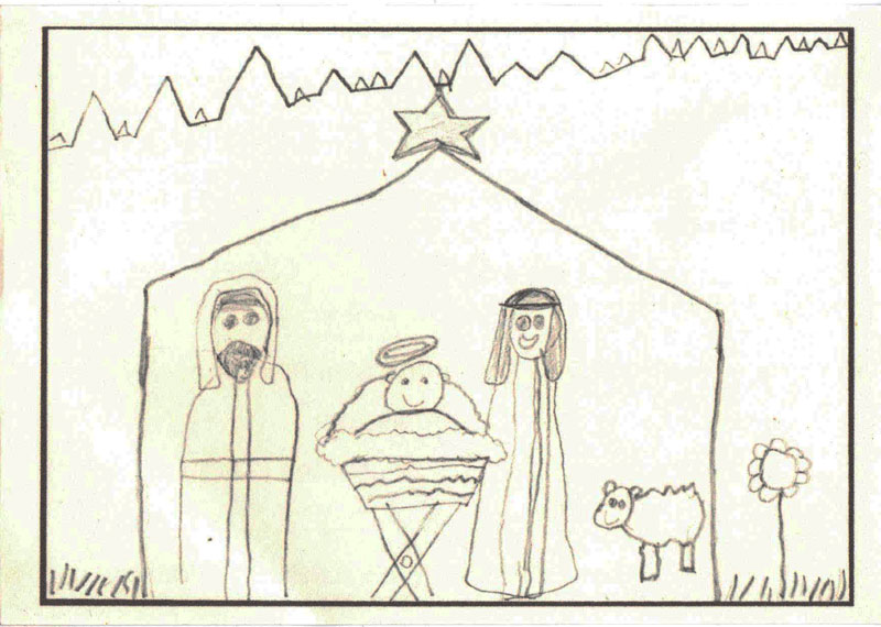 Picture Joseph ,Jesus, Mary drawn by a child
