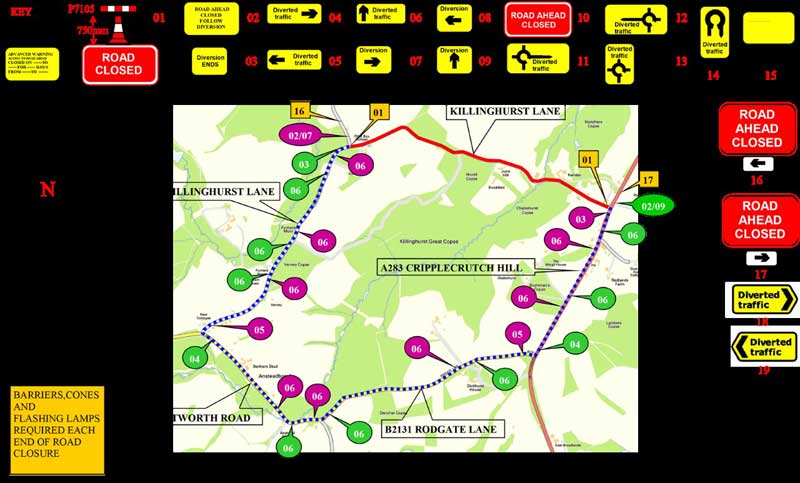 Map of road closure