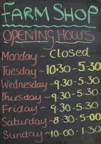 Opening times of shop