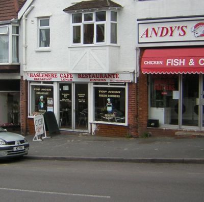 View of cafe  from across the road diagonal angle
