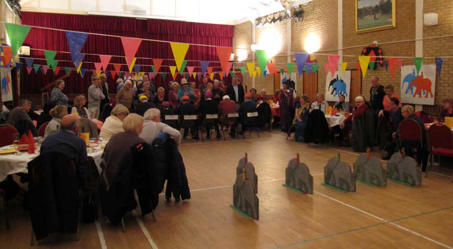 Crowd of people in Village Hall