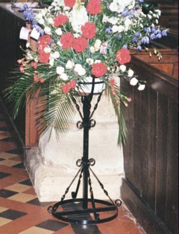 Flowers in church on stand