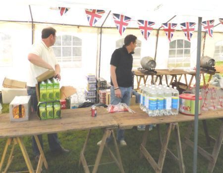 Setting up beer tent