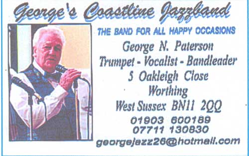 Georges Coastline Jazz Band bussiness card