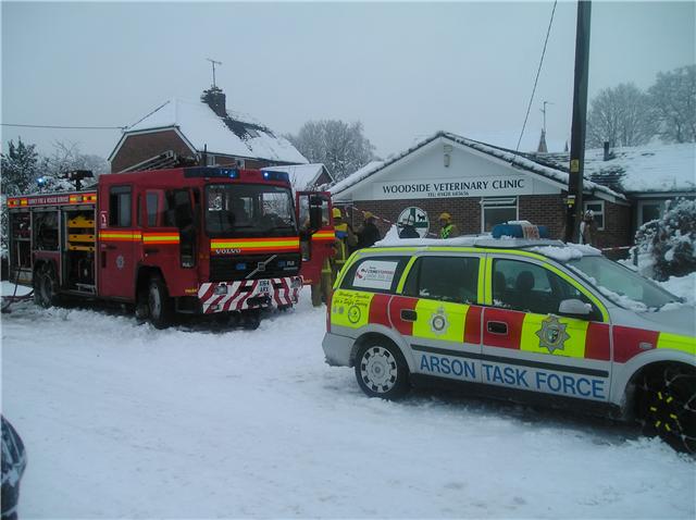 Fire engine and car