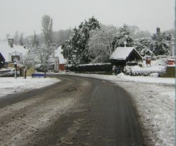 Near pond - bus stoop looking towards Crown corner  + snow