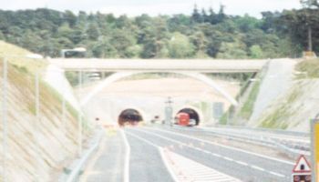 Twin tunnel entrances  viewed from bus