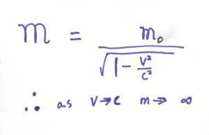 mass increases with velocity - formular