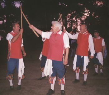 Cup hill Morris Men , dancing with staves