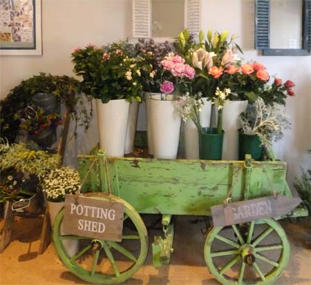Dog cart used to display flowers